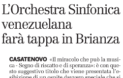 L'orchestra sinfonica venezuelana farà tappa in Brianza